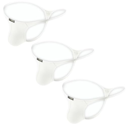 Faringoto Herren-Stringtangas und G-Strings, Unterwäsche, niedrige Leibhöhe, einfarbig, S-XXL, 3 Weiß, X-Large von Faringoto
