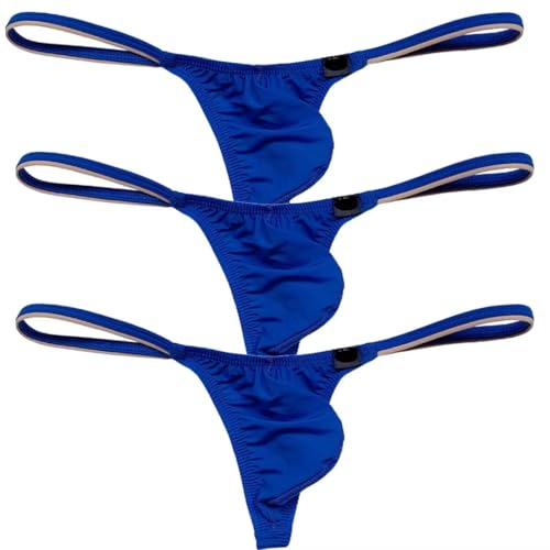 Faringoto Herren-Tanga, Eisseide, schmaler Gürtel, niedrige Taille, Tanga, Unterwäsche, Einzelunterwäsche, 3 Blau, Medium von Faringoto