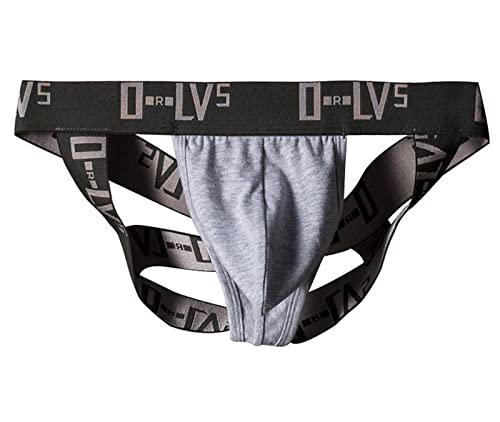 Faringoto Herren Tangas Kreuz Gürtel Low Waist Athletic Supporter Jock Strap, grau, XL von Faringoto