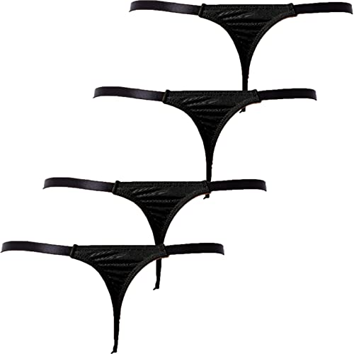 Faringoto Herren-Stringtangas und G-Strings, Unterwäsche, niedrige Taille, solide Slips, 4 Schwarz, L von Faringoto