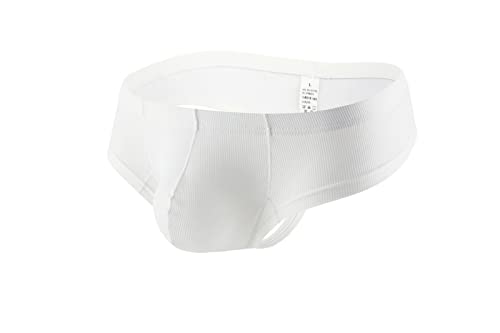 Faringoto Herren-Unterhose aus Eisseide, T-Hose, einfarbig, atmungsaktiv, G-String-Hose, weiß, L von Faringoto