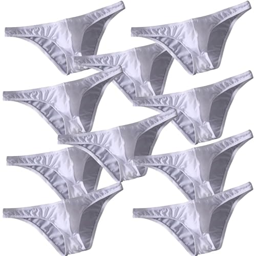 Faringoto Herren-Unterwäsche, Eisseide, transparent, niedrige Taille, schmaler Rand, 10 Weiß, Medium Faringoto Herren-Unterwäsche, Eisseide, transparent, niedrige Taille, schmaler Rand, 10 Weiß, Medium von Faringoto