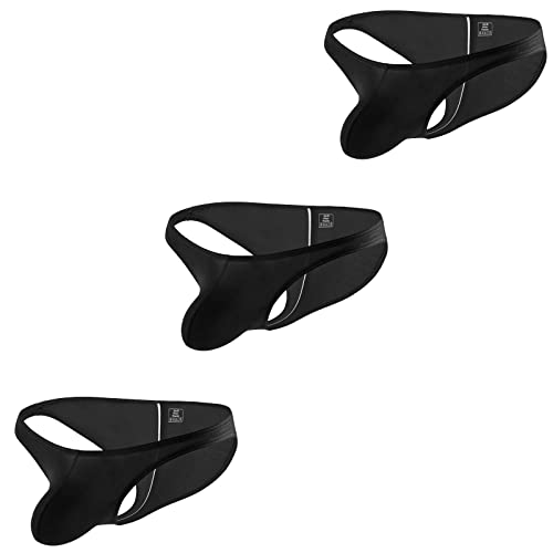 Faringoto Herren Unterwäsche Niedrige Taille Eis Seide Männer Slips Durchscheinend Bikini, 3 Schwarz, L von Faringoto