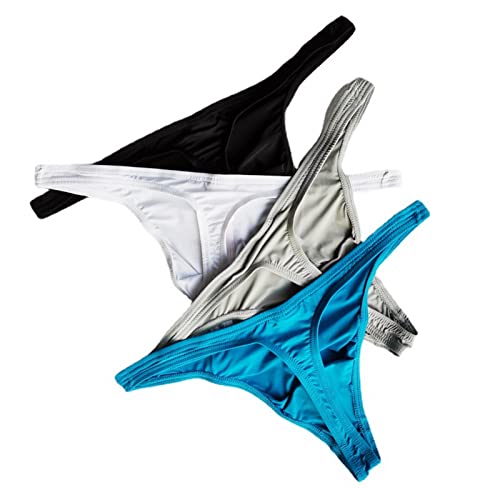 Faringoto Herren Unterwäsche Transparent Persönliche Slips Bikini G-String Tanga, Blau + Grau + Weiß + Schwarz, XL von Faringoto