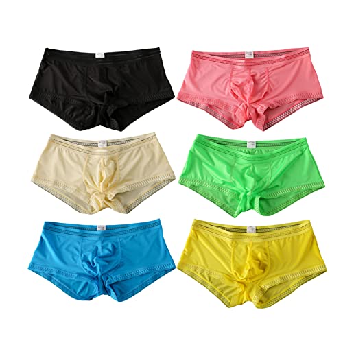 Faringoto Ice Silk Lace Herren Low Waist U Konvex Design Slip Transparent Atmungsaktiv Schnelltrocknend Unterwäsche, P-6p, S von Faringoto