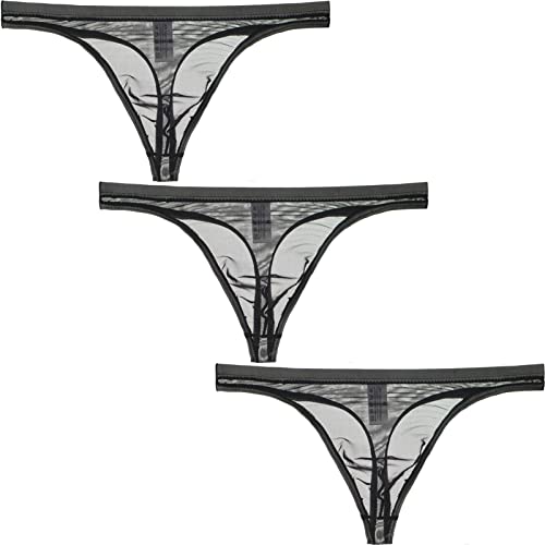 Faringoto Ice Silk Thongs für Herren, Herren-Unterwäsche, T-Rücken, Tanga, G-String, 3 Schwarz, S von Faringoto