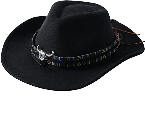Faringoto Klassischer Westernhut für Damen und Herren mit Schnalle Big Brim schwarz, Schwarz , One size Faringoto Klassischer Westernhut für Damen und Herren mit Schnalle Big Brim schwarz, Schwarz , One size von Faringoto