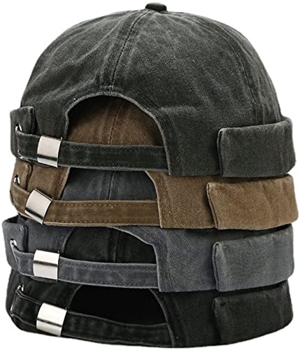 Faringoto Krempenlose Hüte für Herren, Damen, Skullcap, La Hat für Herren, Vintage Herren Beanie Caps, Schwarz + Grau + Armeegrün + Khaki, Einheitsgröße von Faringoto