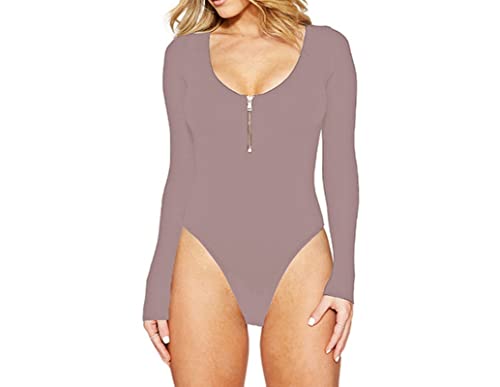 Faringoto Langarm Body Mit Ausschnitt Damen Langarm Body Mit Reißverschluss Langarm Eleganter Tanz Body String von Faringoto