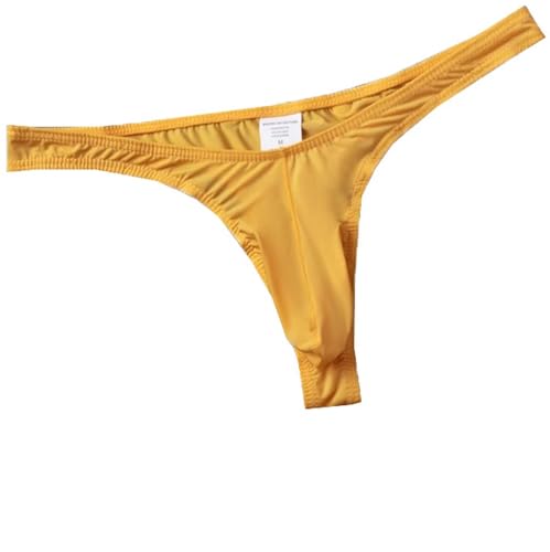 Faringoto Nahtloser durchsichtiger G-String für Herren, T-String, Herren-Tanga, G-String, Mann mit G-String, Hellgelb, Medium von Faringoto