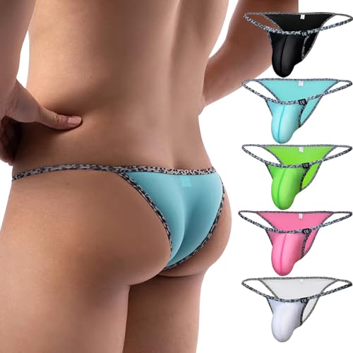 Faringoto Sexy Herren-Bikini-Slip, niedrige Taille, dünn, Ausbuchtung, atmungsaktiv, Leopardenmuster, 5 Farben, Large Faringoto Sexy Herren-Bikini-Slip, niedrige Taille, dünn, Ausbuchtung, atmungsaktiv, Leopardenmuster, 5 Farben, Large von Faringoto
