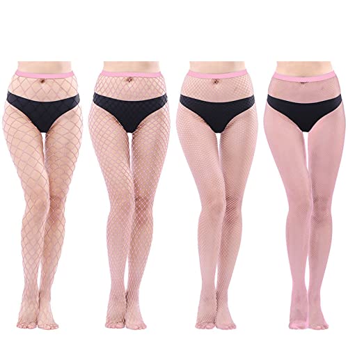 Faringoto Sexy Netzstrumpfhose, transparent, schmal, für Fischnetz, Netzlöcher, Schwarz, rose, One size von Faringoto