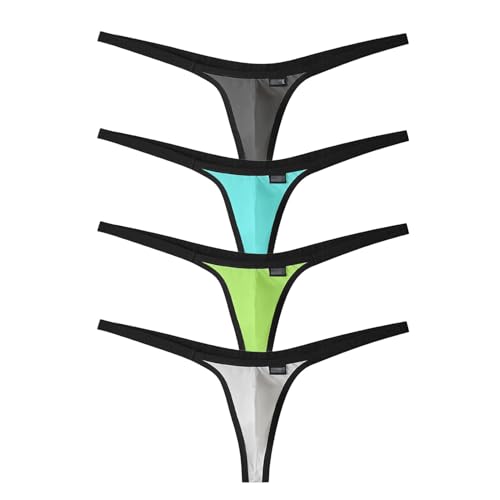 Faringoto Sexy Tangas für Herren, T-Höschen, Slips, elastische Unterwäsche, T-Rücken, G-String, Dessous, Bikini, Unterhose, 4 Farben, X-Large von Faringoto