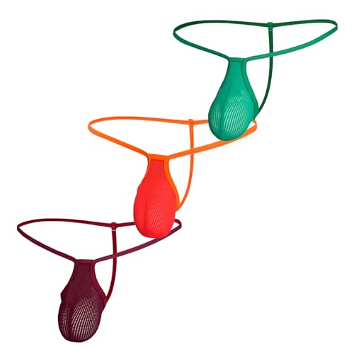 Faringoto Sexy Unterwäsche Herren String T-Back Pouch Ausbuchtung String Bikini, Gre+Stunde+w Rot, L von Faringoto
