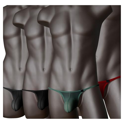 Faringoto Sissy Dessous für Herren – Netzhöschen, T-Rücken, G-String-Design, Tangas (kleine Größe), 2 Schwarz + Dunkelgrün + Rot, Large von Faringoto