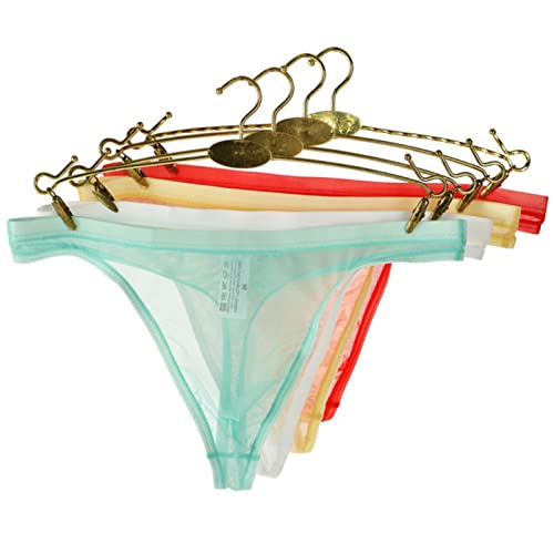 Faringoto Stringtanga aus Eisseide für Herren, Herren-Unterwäsche, T-Rücken, Tanga mit G-String, Hellblau, Weiß, Gelb, Rot, 46 von Faringoto