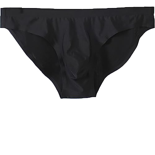 Faringoto Ultradünne, nahtlose Tanga für Herren, G-Strings und Tangas, Herren-Beutel, Eisseide, Unterwäsche, atmungsaktiv, niedrig geschnitten, S-XXL, Schwarz , L von Faringoto