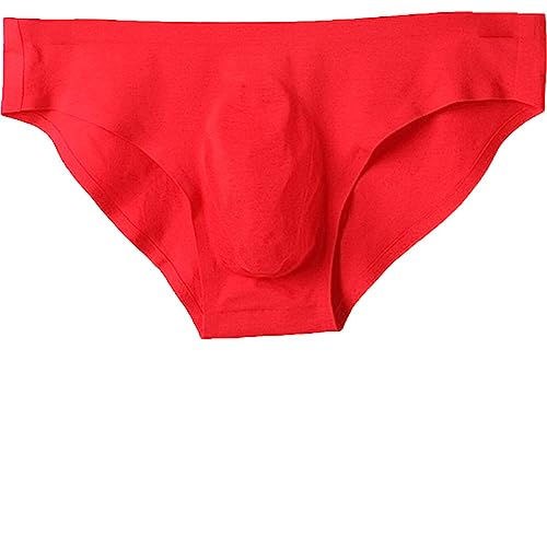 Faringoto Ultradünner nahtloser Tanga für Herren, G-Strings und Tangas, Herrentasche, Eisseide, atmungsaktiv, niedrige Taille, S-XXL, rot, S von Faringoto