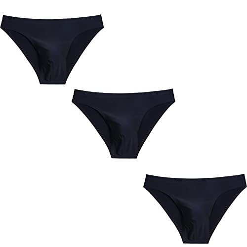 Faringoto Unterwäsche für Herren, nahtlos, Eisseide, niedrige Taille, einfarbig, halbtransparent, 3 Schwarz, S von Faringoto