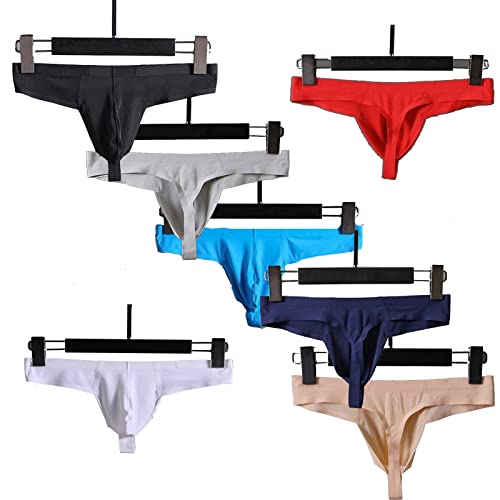 Faringoto Unterwäsche Ultradünn Ice Silk Herren Tanga Transparent Niedrige Taille Nahtlos, 7 Stück, L von Faringoto