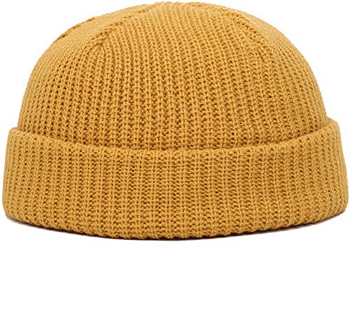 Faringoto Winter Warm Beanies Casual Short Thread Hip Hop Hat Erwachsene Männer Frauen, dunkelgelb, Einheitsgröße von Faringoto