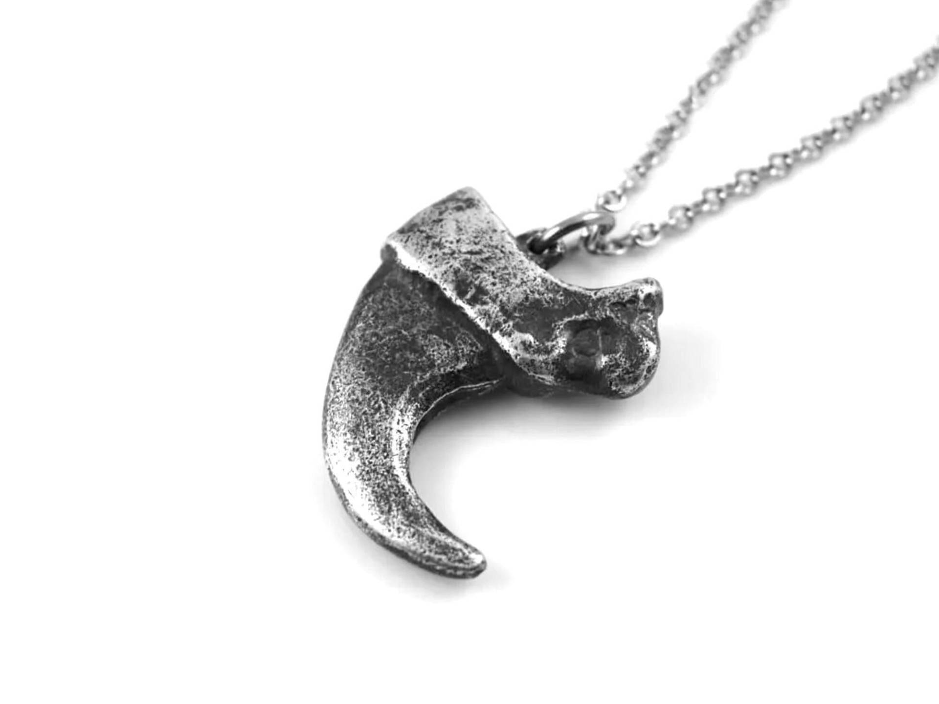 Antiqued Luchs Klaue Anhänger Halskette, Bobcat Schmuck von Farjil