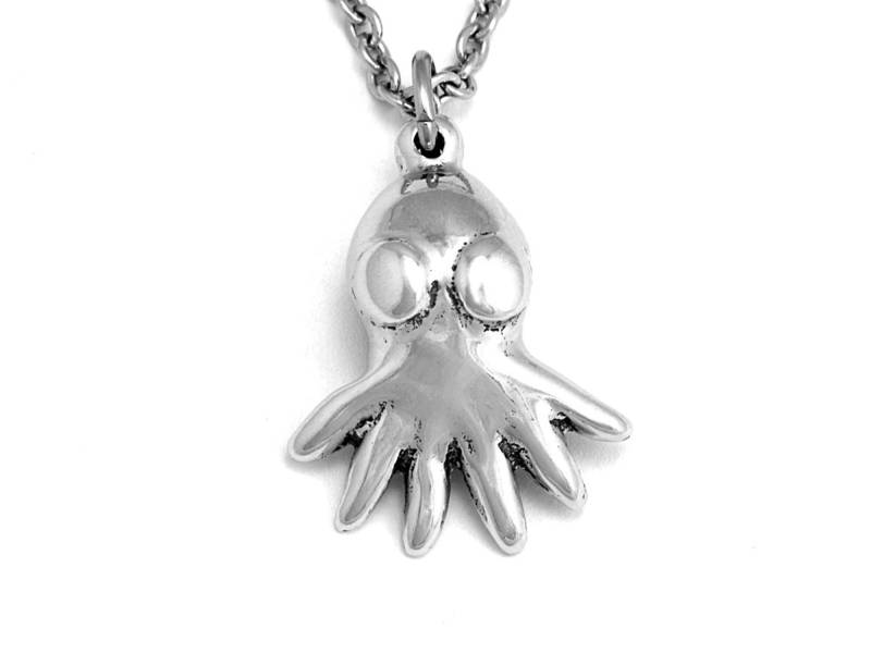 Baby Oktopus Halskette, Kopffüßer Anhänger, Ozean Tier Schmuck von Farjil