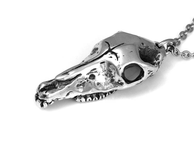 Cowboy Cowgirl Anhänger, Pferd Schädel Halskette, Reiten Schmuck von Farjil