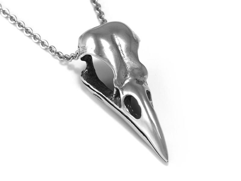 Crow Bird Skull Halskette, Gothic Schmuck, Steampunk Anhänger Aus Metall von Farjil