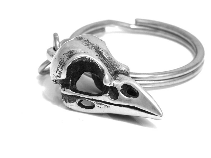 Dohle Schädel Schlüsselring, Vogel Charme, Corvidae Goth Schlüsselring von Farjil