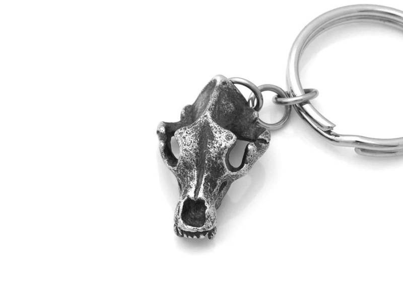 Grizzly Bear Schädel Keychain, Handgemachter Tieranhänger von Farjil