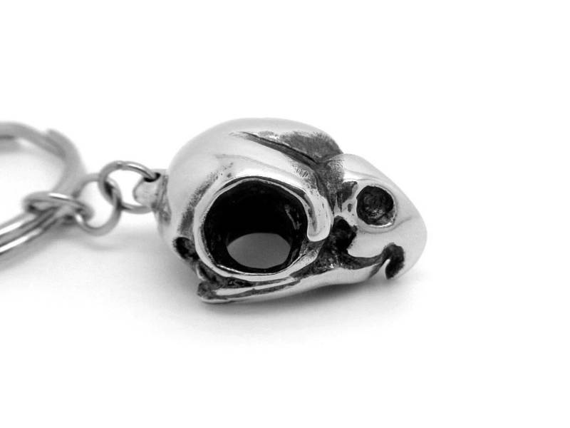 Handgemachte Zinn Nymphensittich Schädel Schlüsselbund Papagei-Liebhaber-Charme-Schlüssel-Halter von Farjil
