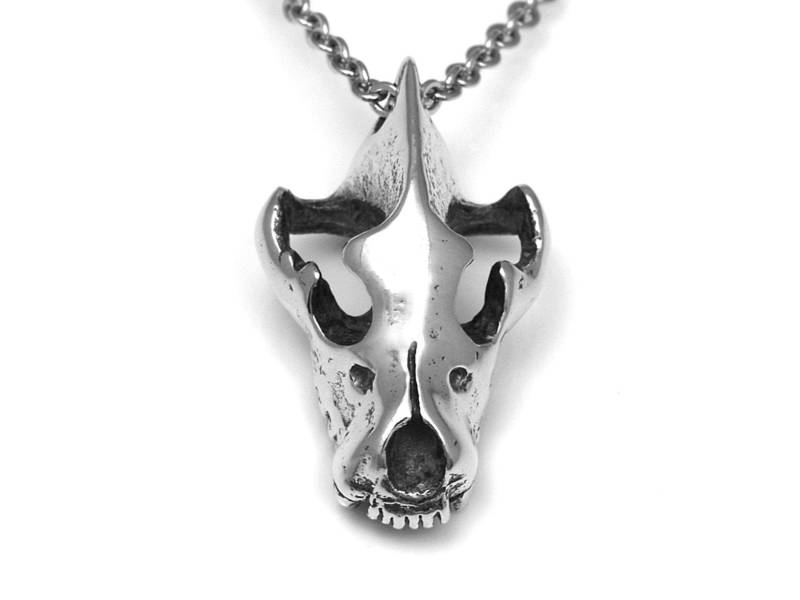 Hyäne Schädel Halskette, Fleischfresser Tierkopf Anhänger Schmuck in Zinn von Farjil