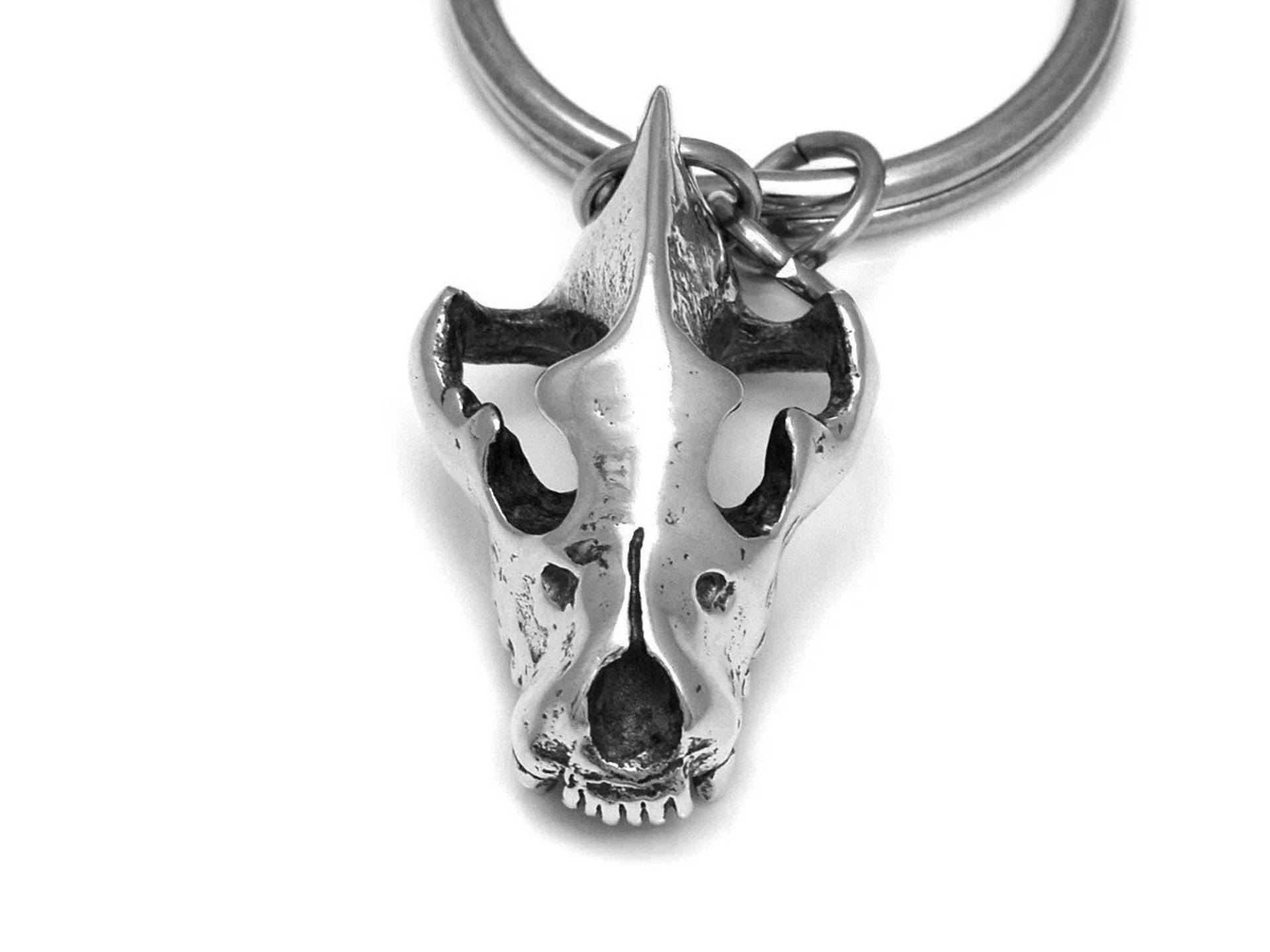 Hyäne Schädel Schlüsselanhänger in Zinn, Handgemachter Tier von Farjil