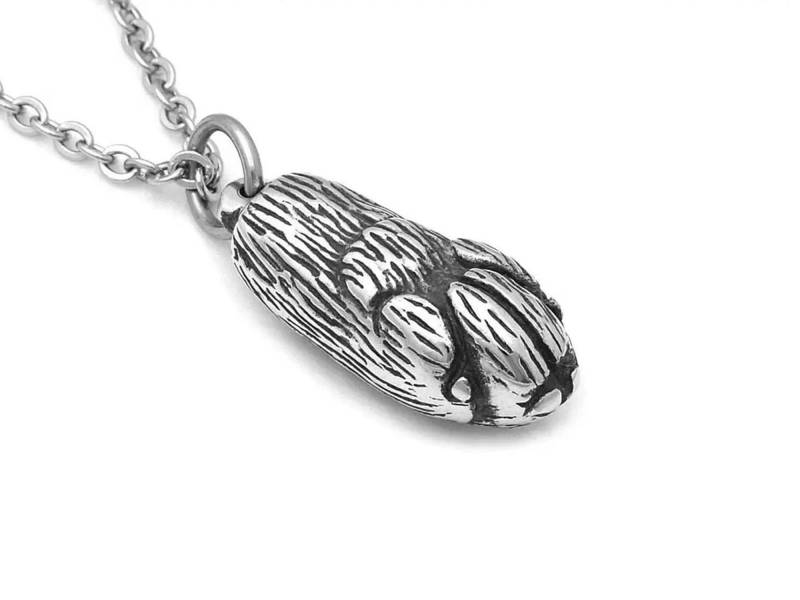 Kaninchen Pfote Halskette in Pewter, Hase Schmuck, Tier Fuß von Farjil