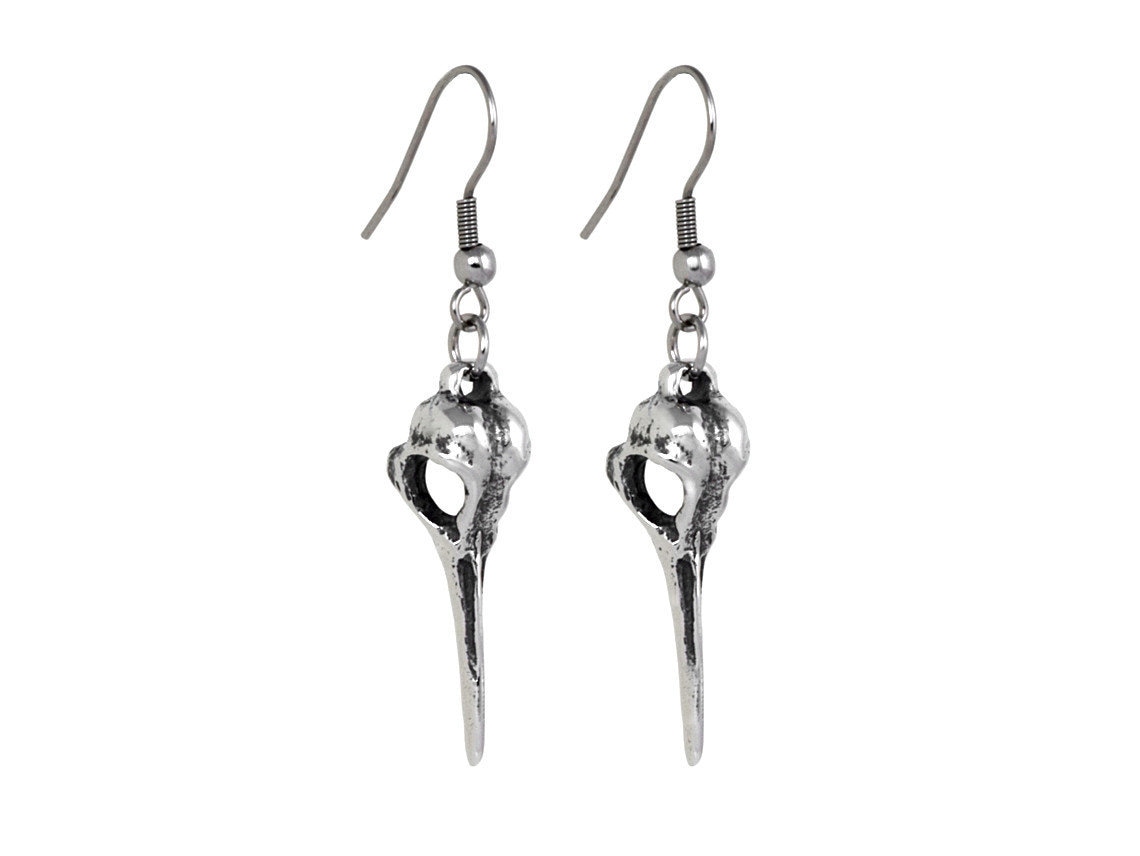 Kleine Kolibri Schädel Ohrringe, Handgeschnitzte Vogel Schmuck von Farjil