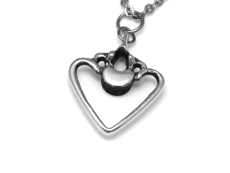 Kleine Rippen Und Wirbel Herz Charm Halskette, Metall Anatomy Schmuck von Farjil