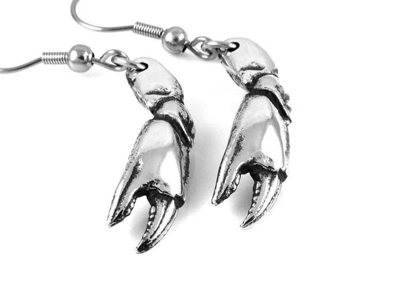 Krabbenscherenohrringe, Meerestierschmuck Aus Zinn An Stahlhaken von Farjil