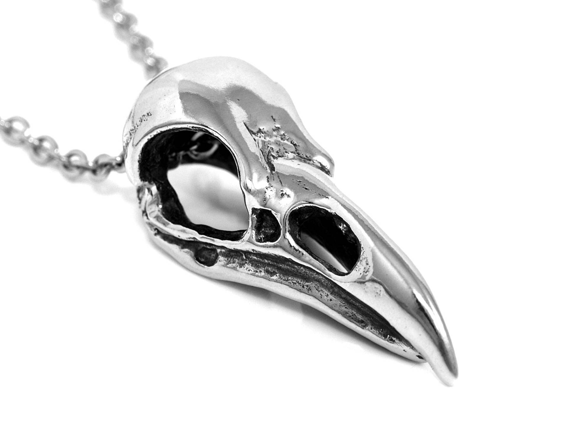 Raven Skull Halskette, Metall Vogel Anhänger, Steampunk Schmuck von Farjil