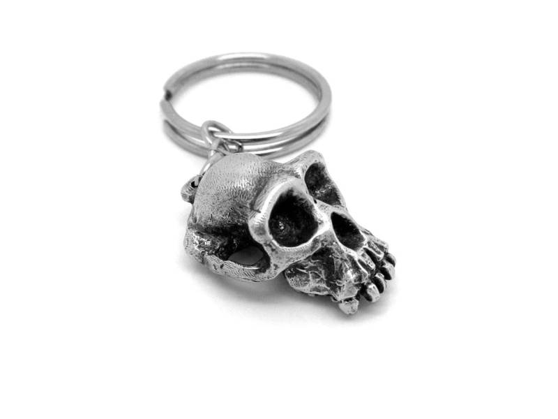 Schimpanse Schädel Schlüsselanhänger, Affen Evolutionäres Accessoire von Farjil