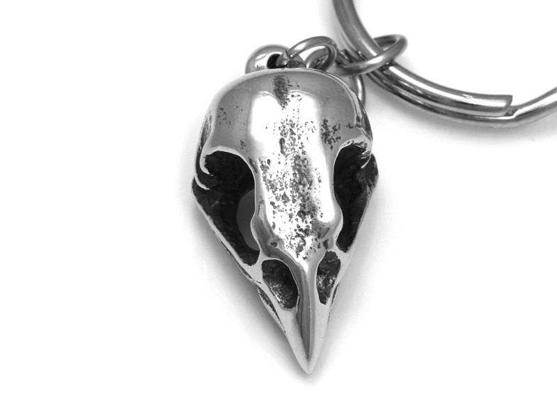 Sparrow Skull Keychain in Zinn, Handgemachte Vogel Cranium Ornithologen von Farjil