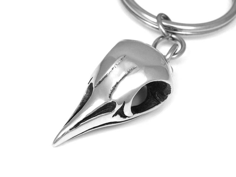 Trauertaube Schädel Schlüsselbund, Vogel Schlüsselring in Zinn von Farjil