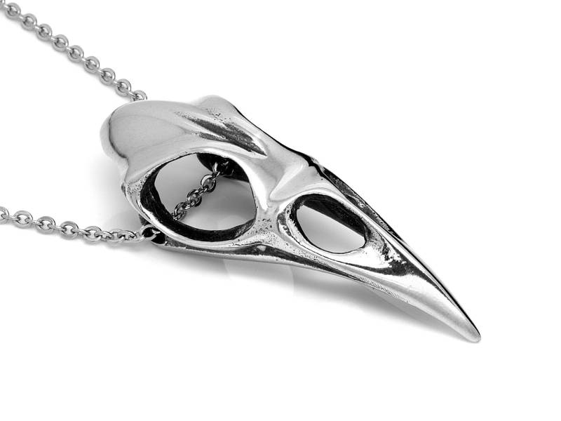 Vogel Schädel Halskette, Crow Raven Anhänger, Gothic Steampunk Schmuck von Farjil