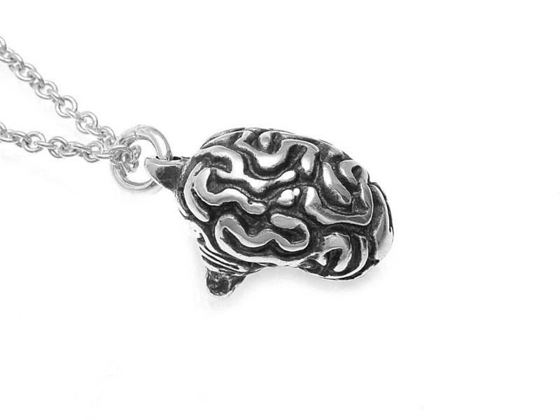 sterling Silber Gehirn Halskette, Menschliche Anatomie Schmuck von Farjil