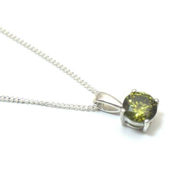 1Ct Solitär 4 Kralle Peridot Anhänger Set in Sterling Silber von FarleyAndWeston