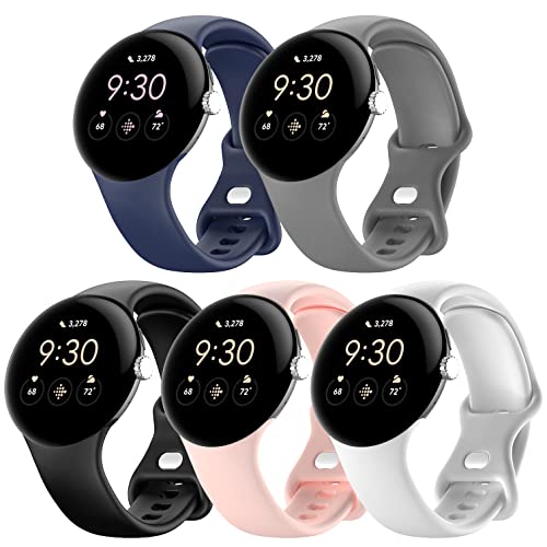 Farluya 5 Stück Bänder kompatibel mit Google Pixel/Google Pixel 2 Uhr für Damen und Herren, weiches Silikon, langlebiges Armband, Ersatzarmband für Google Pixel Google Pixel 2 Smartwatch Zubehör von Farluya