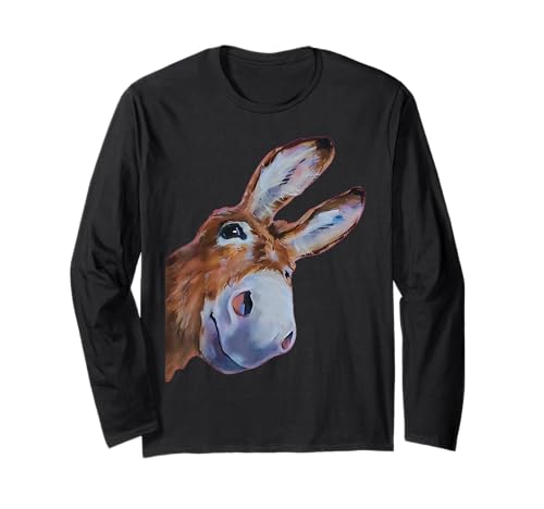 Lustige Eselkunst Eselkopf Lächeln eifrig Eselliebhaber Männer Langarmshirt Lustige Eselkunst Eselkopf Lächeln eifrig Eselliebhaber Männer Langarmshirt von Farm Farming Cute Donkey For Women