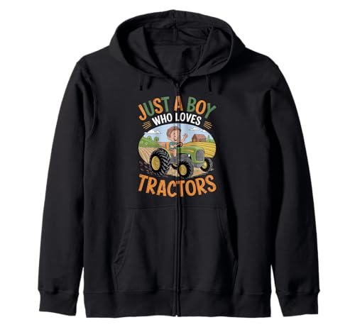 Just A Boy Who Loves Tractors Vintage Farm Kids Kapuzenjacke Just A Boy Who Loves Tractors Vintage Farm Kids Kapuzenjacke von Farm Fun Tractor Designs