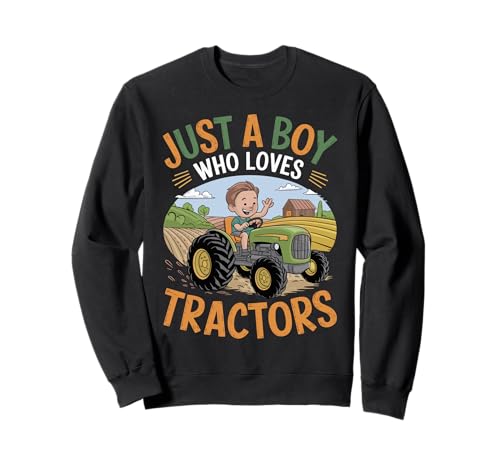 Just A Boy Who Loves Tractors Vintage Farm Kids Sweatshirt Just A Boy Who Loves Tractors Vintage Farm Kids Sweatshirt von Farm Fun Tractor Designs