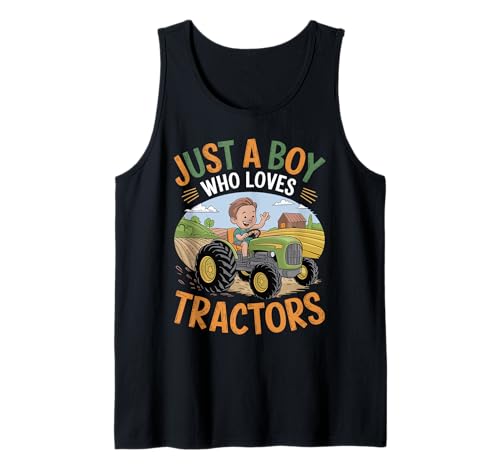 Just A Boy Who Loves Tractors Vintage Farm Kids Tank Top Just A Boy Who Loves Tractors Vintage Farm Kids Tank Top von Farm Fun Tractor Designs